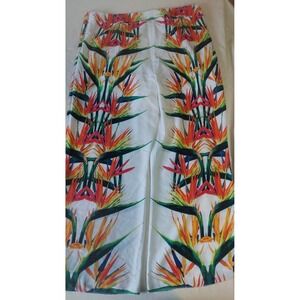 Bisou Bisou Michele Bohbot Tropical Bird of Paradise Wide Leg Pant XL White Read